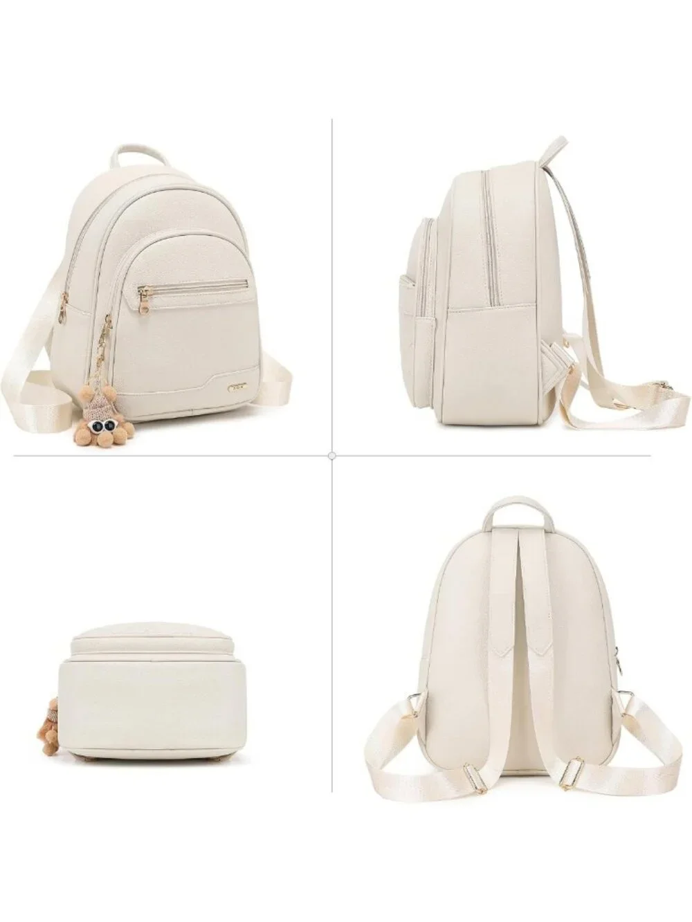 Cute Mini Leather Backpack Purse for Women, Small Fashion Bag with Cartoon Charm